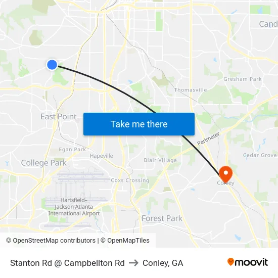 Stanton Rd @ Campbellton Rd to Conley, GA map