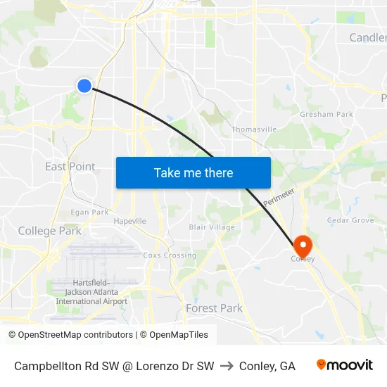 Campbellton Rd SW @ Lorenzo Dr SW to Conley, GA map