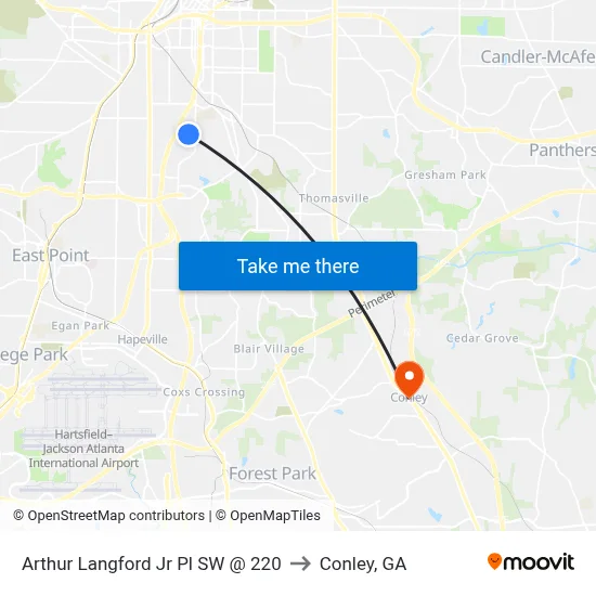 Arthur Langford Jr Pl SW @ 220 to Conley, GA map