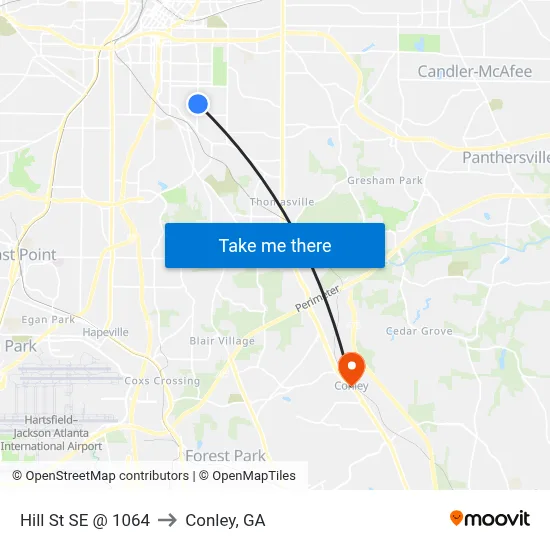 Hill St SE @ 1064 to Conley, GA map