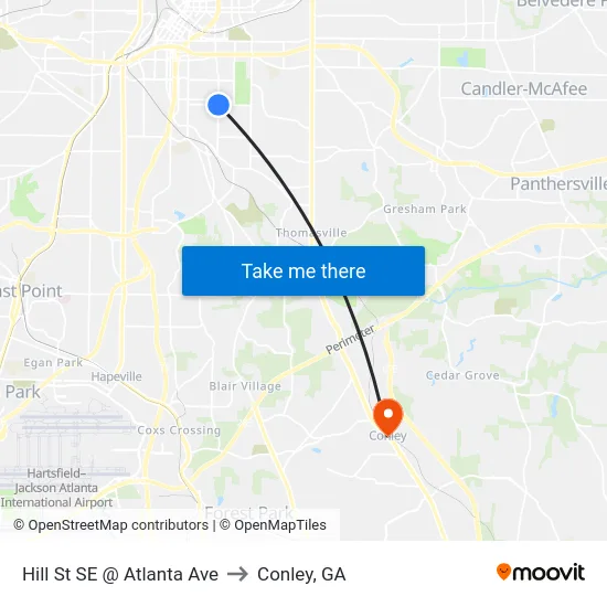 Hill St SE @ Atlanta Ave to Conley, GA map