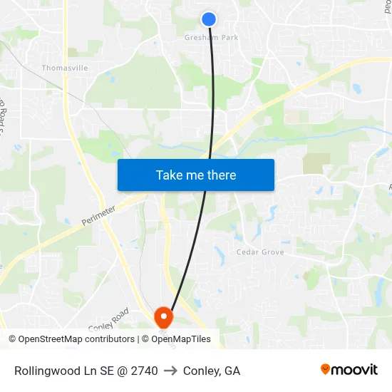 Rollingwood Ln SE @ 2740 to Conley, GA map