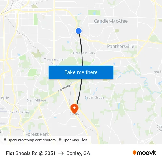 Flat Shoals Rd @ 2051 to Conley, GA map