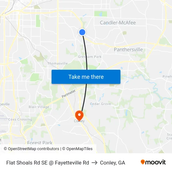 Flat Shoals Rd SE @ Fayetteville Rd to Conley, GA map