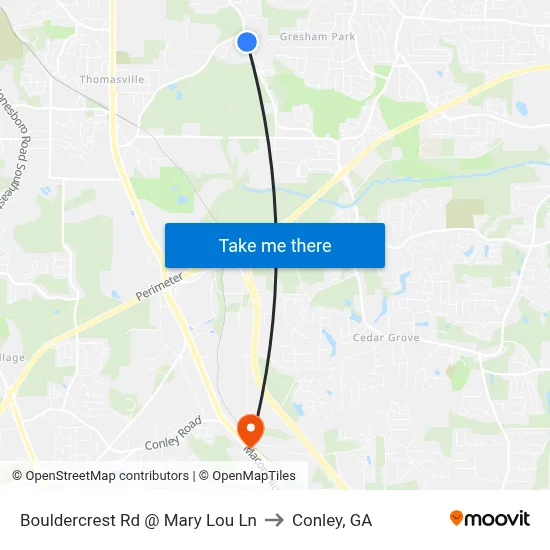 Bouldercrest Rd @ Mary Lou Ln to Conley, GA map