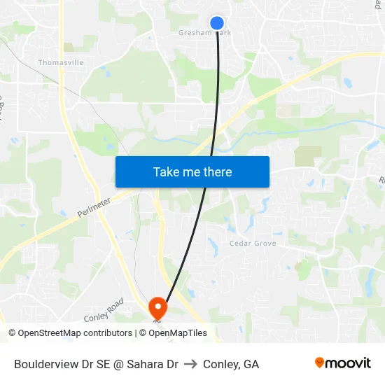 Boulderview Dr SE @ Sahara Dr to Conley, GA map