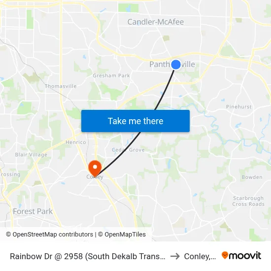 Rainbow Dr @ 2958 (South Dekalb Transfer Point) to Conley, GA map