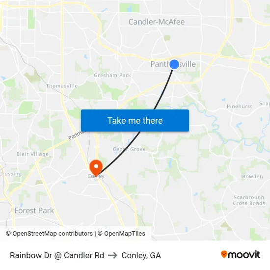 Rainbow Dr @ Candler Rd to Conley, GA map
