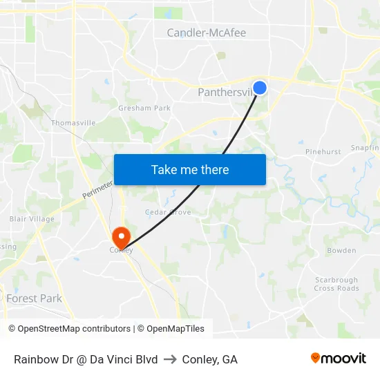 Rainbow Dr @ Da Vinci Blvd to Conley, GA map