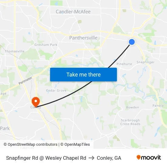 Snapfinger Rd @ Wesley Chapel Rd to Conley, GA map