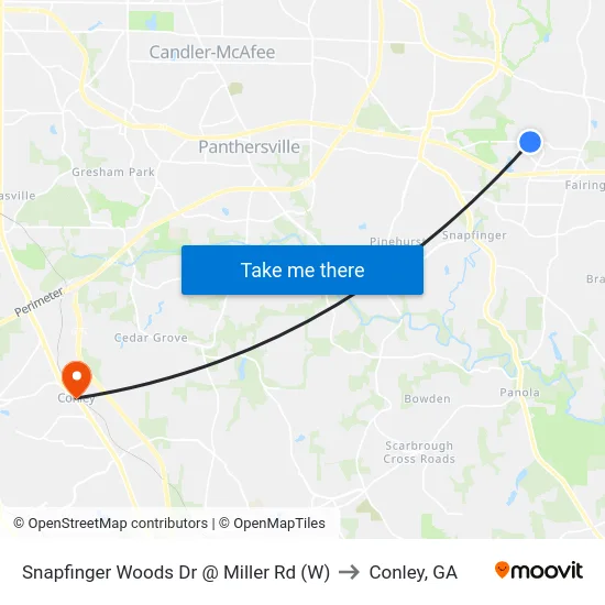 Snapfinger Woods Dr @ Miller Rd (W) to Conley, GA map