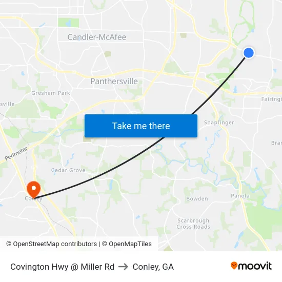 Covington Hwy @ Miller Rd to Conley, GA map