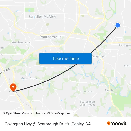 Covington Hwy @ Scarbrough Dr to Conley, GA map