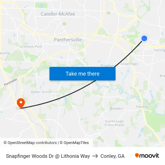 Snapfinger Woods Dr @ Lithonia Way to Conley, GA map