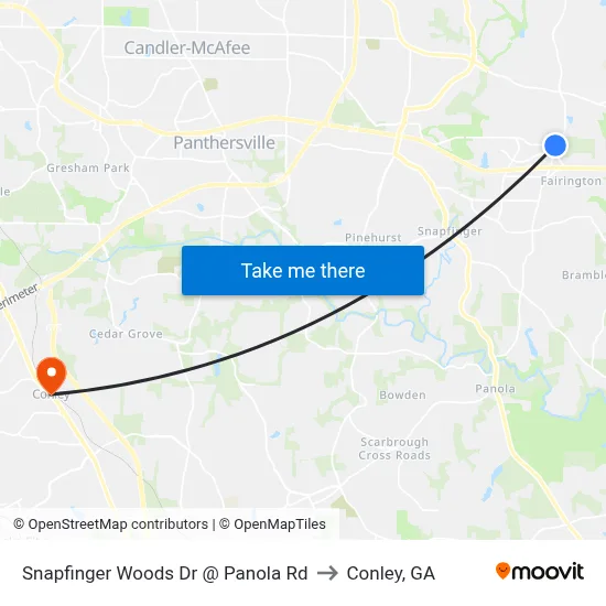 Snapfinger Woods Dr @ Panola Rd to Conley, GA map