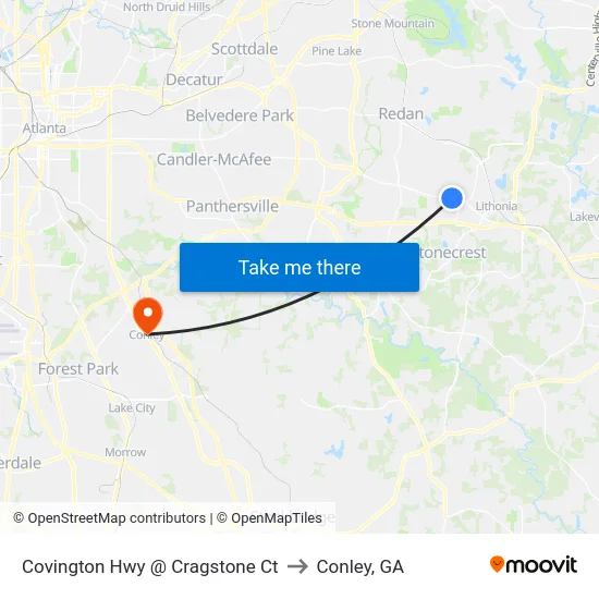 Covington Hwy @ Cragstone Ct to Conley, GA map