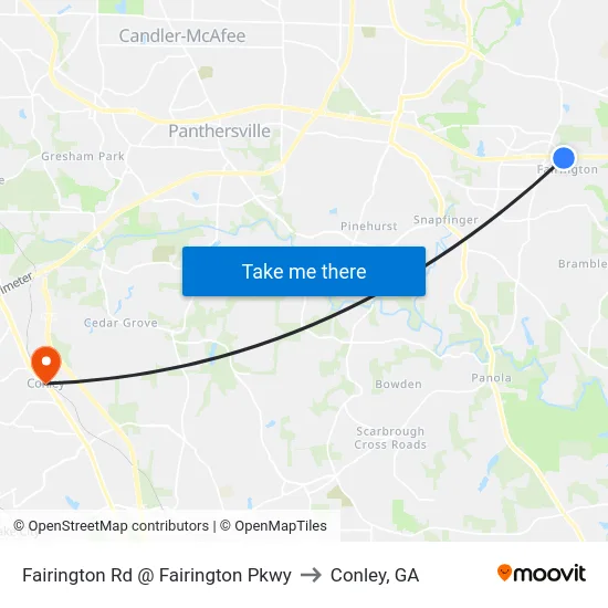 Fairington Rd @ Fairington Pkwy to Conley, GA map