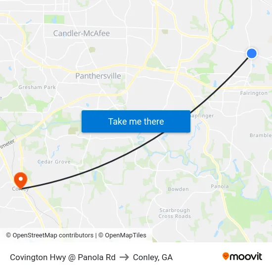 Covington Hwy @ Panola Rd to Conley, GA map