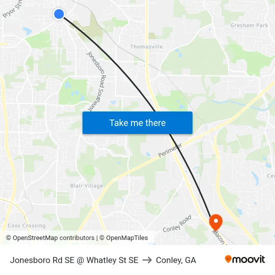 Jonesboro Rd SE @ Whatley St SE to Conley, GA map