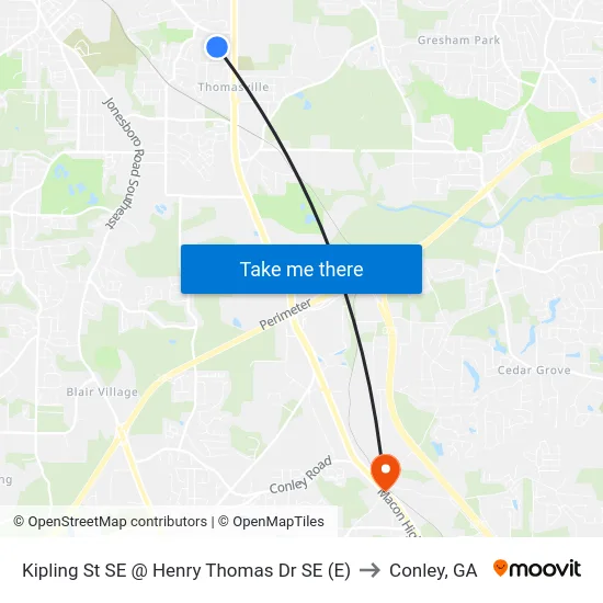 Kipling St SE @ Henry Thomas Dr SE (E) to Conley, GA map