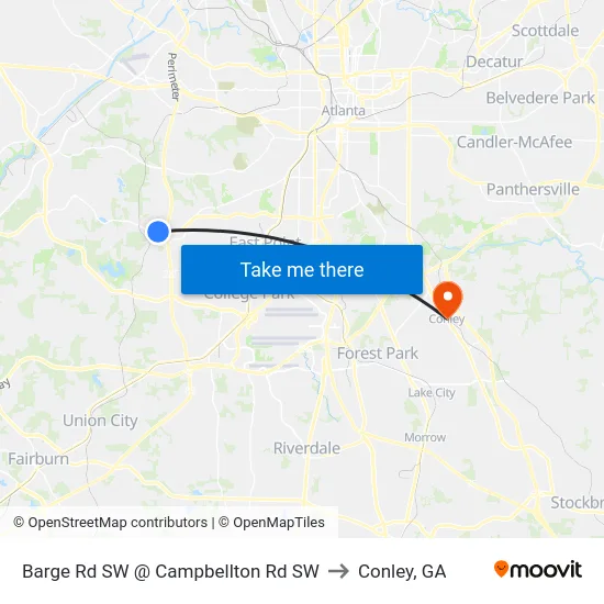 Barge Rd SW @ Campbellton Rd SW to Conley, GA map