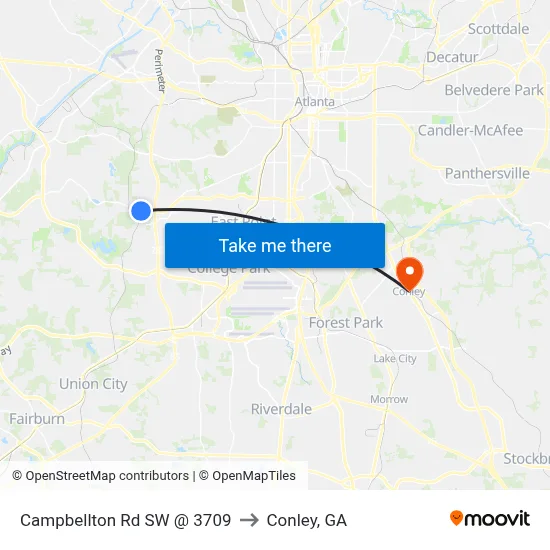 Campbellton Rd SW @ 3709 to Conley, GA map