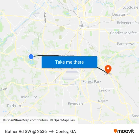Butner Rd SW @ 2636 to Conley, GA map