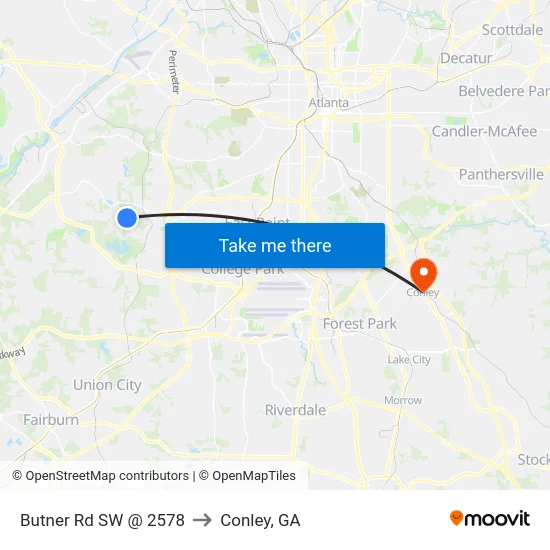 Butner Rd SW @ 2578 to Conley, GA map