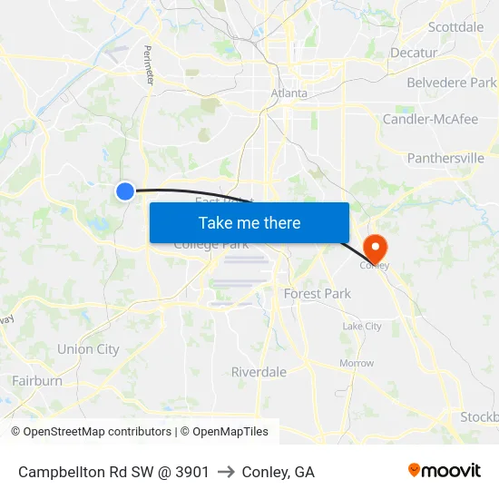 Campbellton Rd SW @ 3901 to Conley, GA map