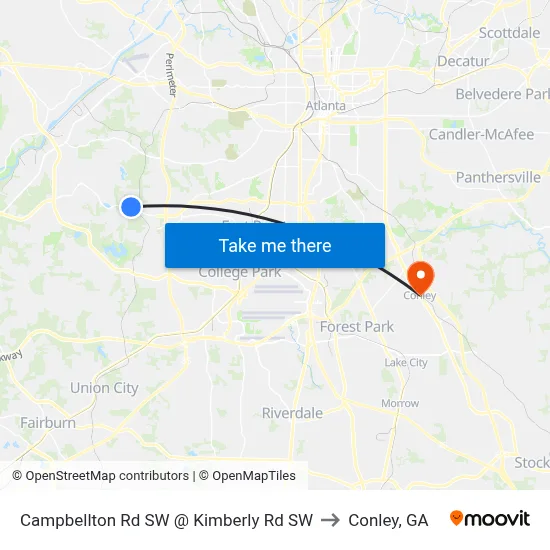 Campbellton Rd SW @ Kimberly Rd SW to Conley, GA map