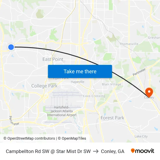 Campbellton Rd SW @ Star Mist Dr SW to Conley, GA map