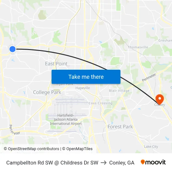 Campbellton Rd SW @ Childress Dr SW to Conley, GA map