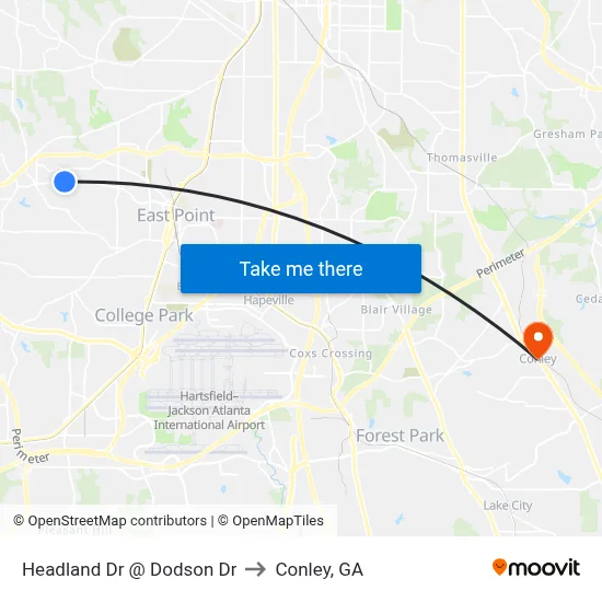 Headland Dr @ Dodson Dr to Conley, GA map