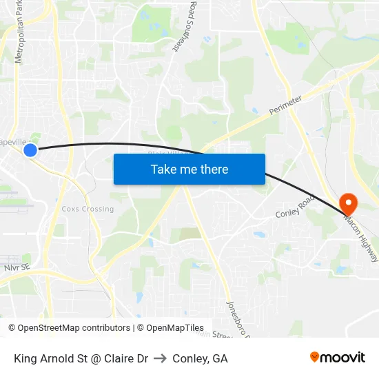 King Arnold St @ Claire Dr to Conley, GA map
