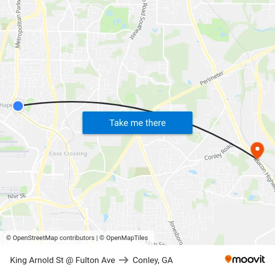 King Arnold St @ Fulton Ave to Conley, GA map