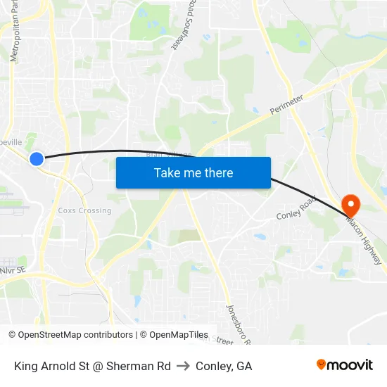 King Arnold St @ Sherman Rd to Conley, GA map