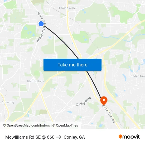 Mcwilliams Rd SE @ 660 to Conley, GA map