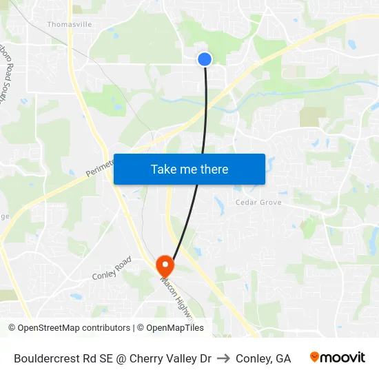 Bouldercrest Rd SE @ Cherry Valley Dr to Conley, GA map