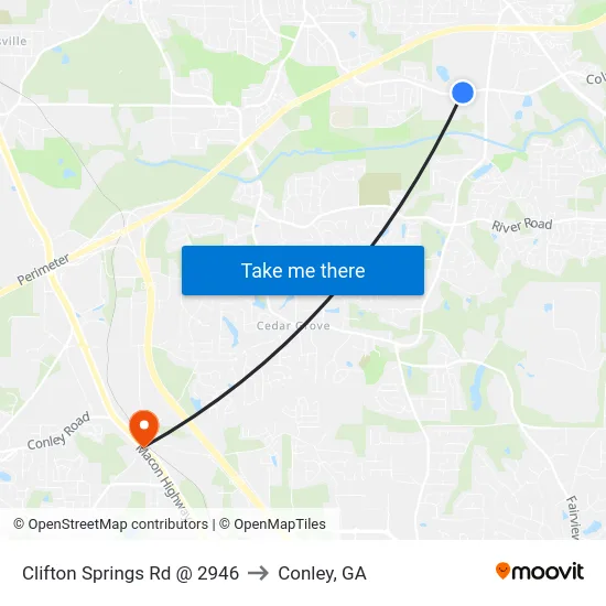Clifton Springs Rd @ 2946 to Conley, GA map