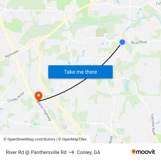 River Rd @ Panthersville Rd to Conley, GA map