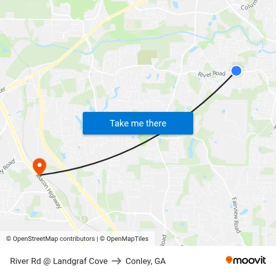 River Rd @ Landgraf Cove to Conley, GA map