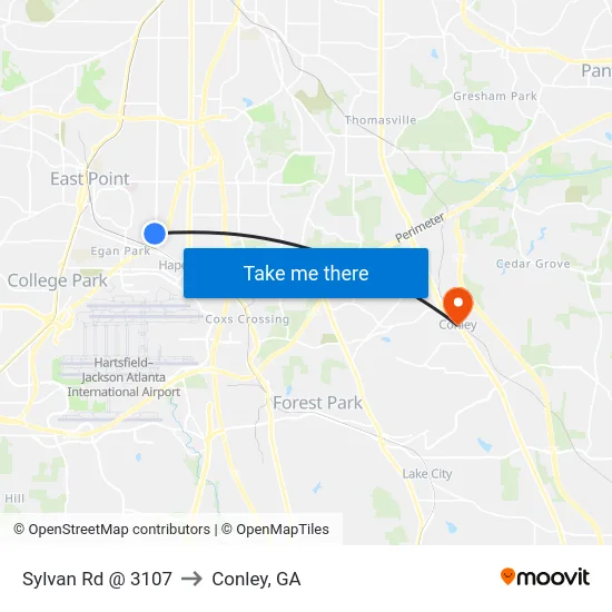Sylvan Rd @ 3107 to Conley, GA map