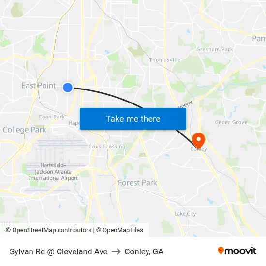 Sylvan Rd @ Cleveland Ave to Conley, GA map