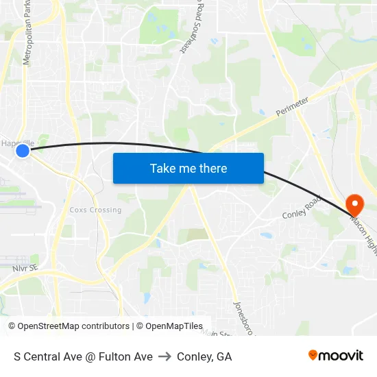S Central Ave @ Fulton Ave to Conley, GA map