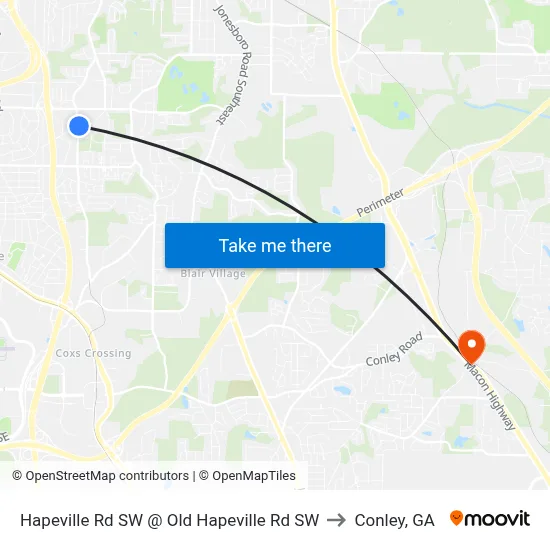 Hapeville Rd SW @ Old Hapeville Rd SW to Conley, GA map