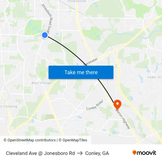 Cleveland Ave @ Jonesboro Rd to Conley, GA map