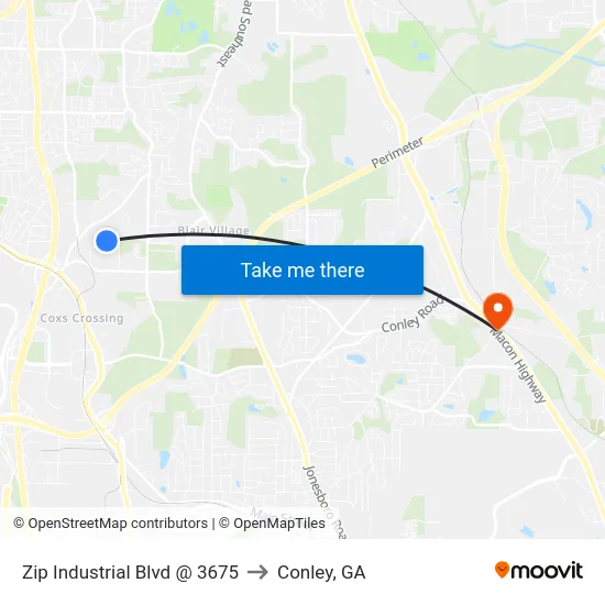 Zip Industrial Blvd @ 3675 to Conley, GA map