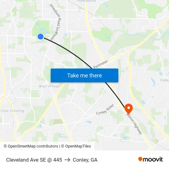 Cleveland Ave SE @ 445 to Conley, GA map