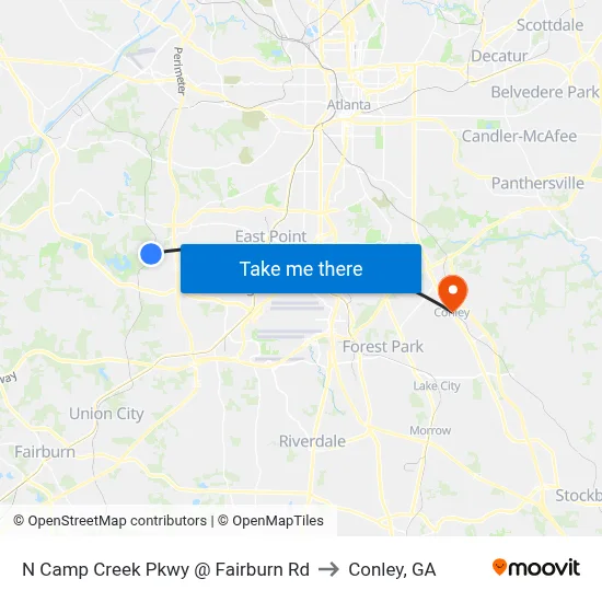 N Camp Creek Pkwy @ Fairburn Rd to Conley, GA map