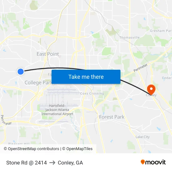 Stone Rd @ 2414 to Conley, GA map